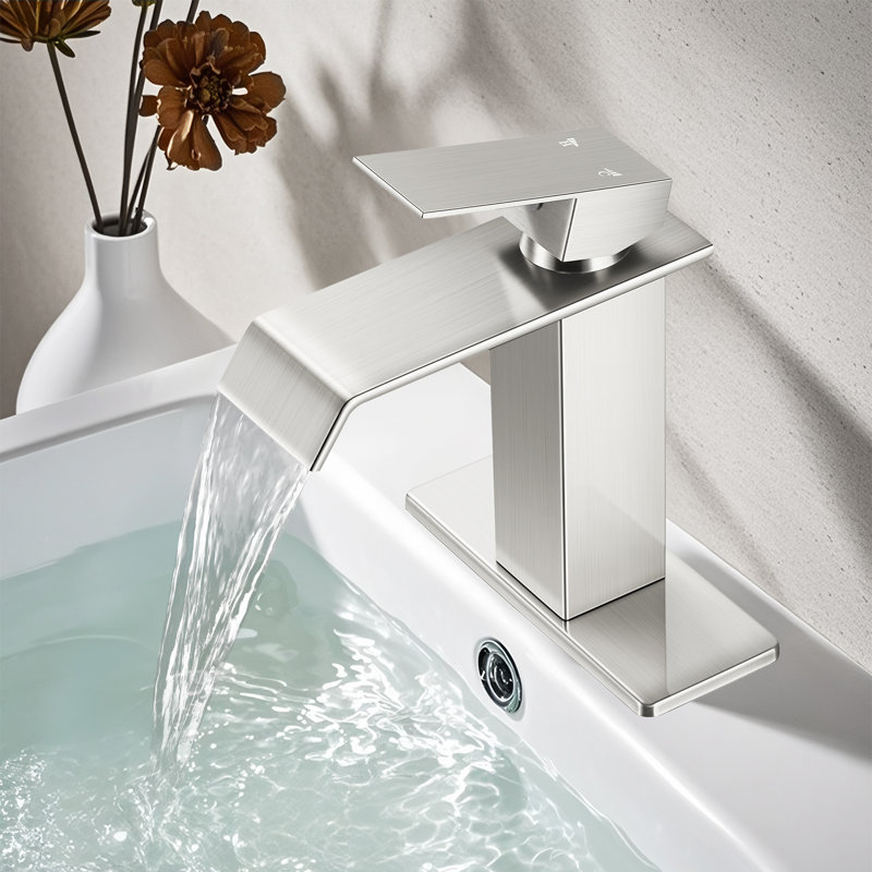 Single-Hole Single-handle Bathroom Faucet with Drain Assembly, Brushed Nickel