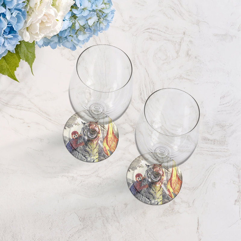Sous-verres ronds en cuir Arcadia Tiger