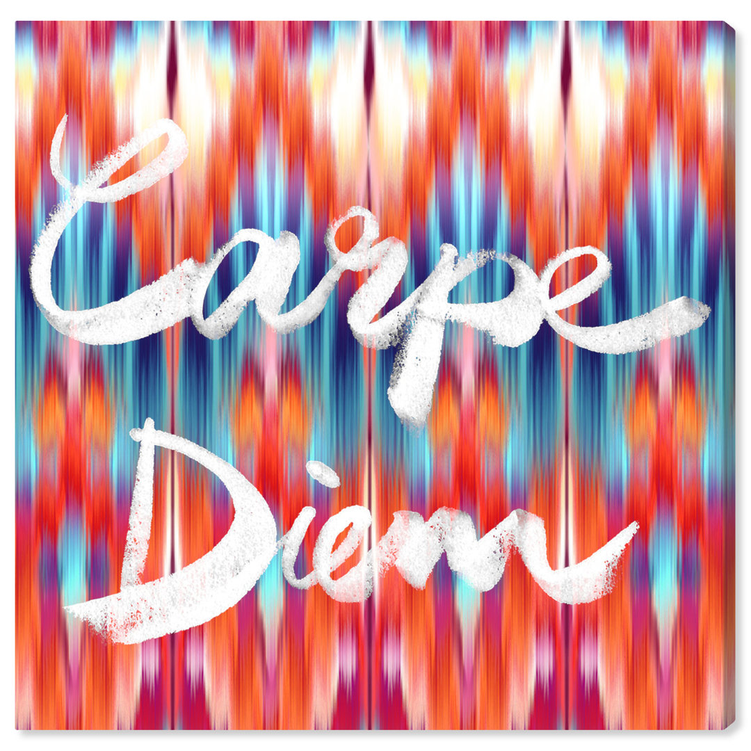 'Carpe Diem Ikat' Typography on Wrapped Canvas