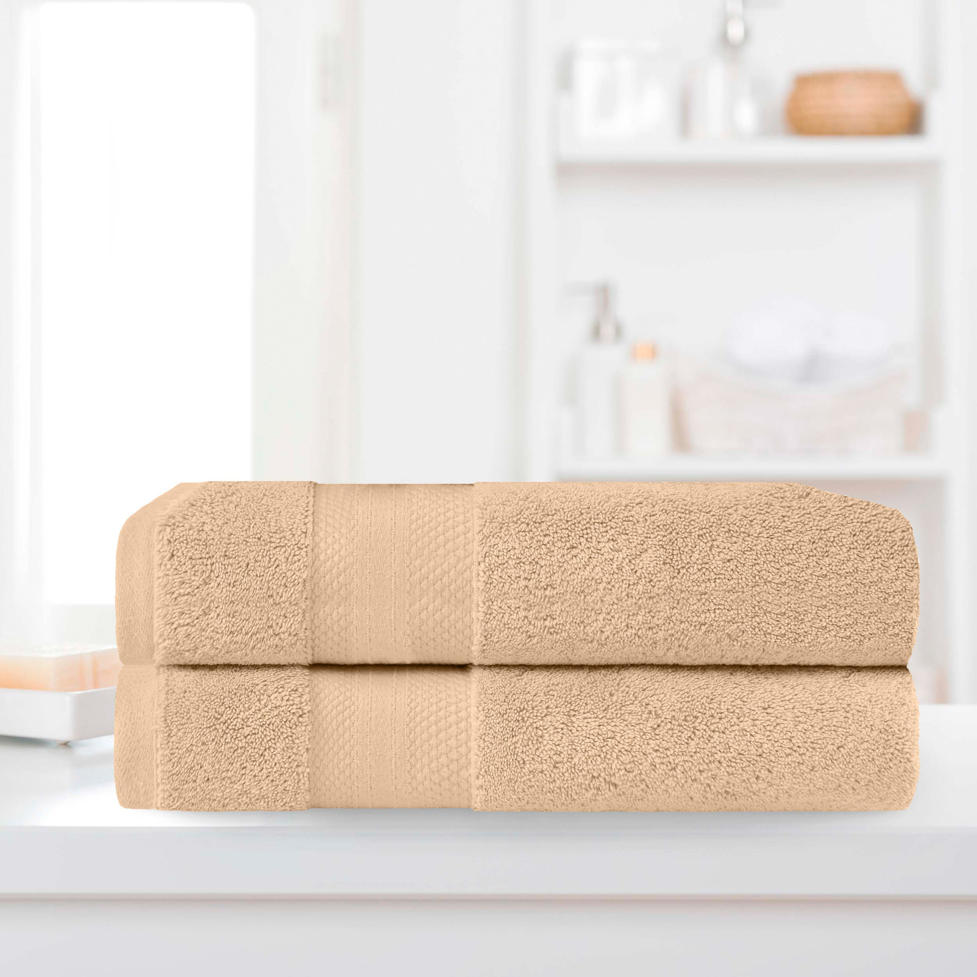 Finnian Ultra-Plush Heavyweight, 100% Turkish Towel Collection, Bath Sheets - 2 Pack, Hazelnut
