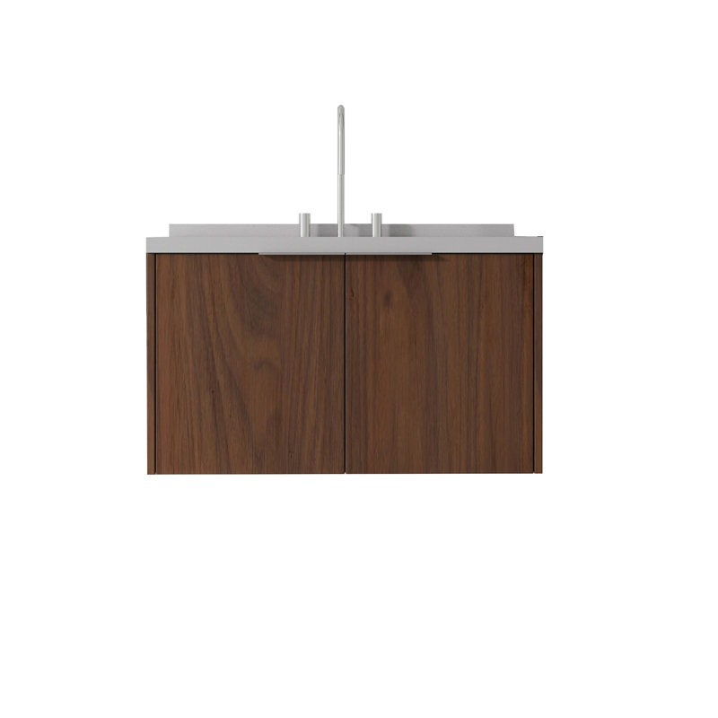 Meuble-lavabo flottant avec lavabo, Brown, 36" W