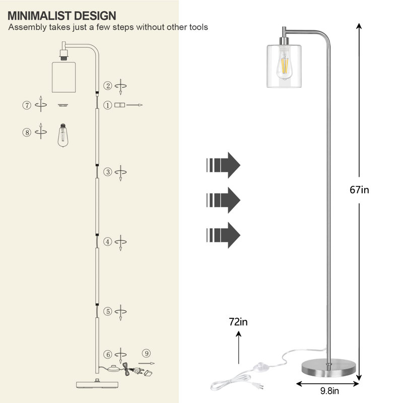 Jale Black Traditional Floor Lamp, Silver