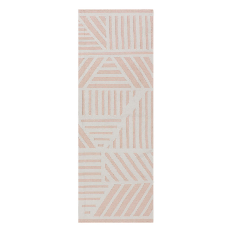 Sally Striped Area Rug in Pink/Ivory, Runner 2'6" x 12'