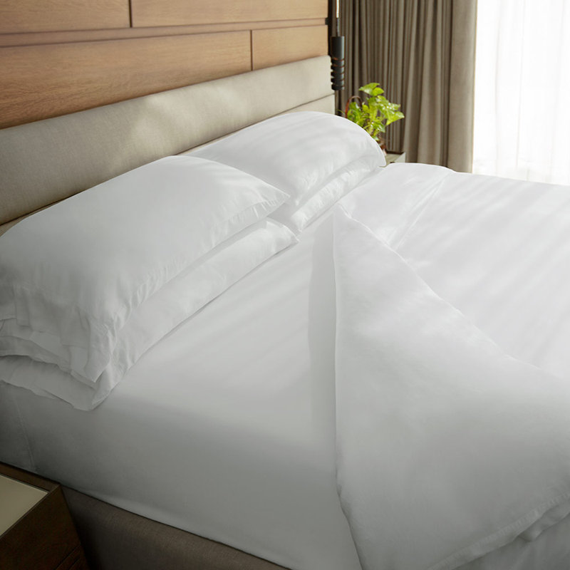 Rayon Twill Sheet Set, White, Split King Sheet Set +1 Fitted Sheet +1Pillowcases