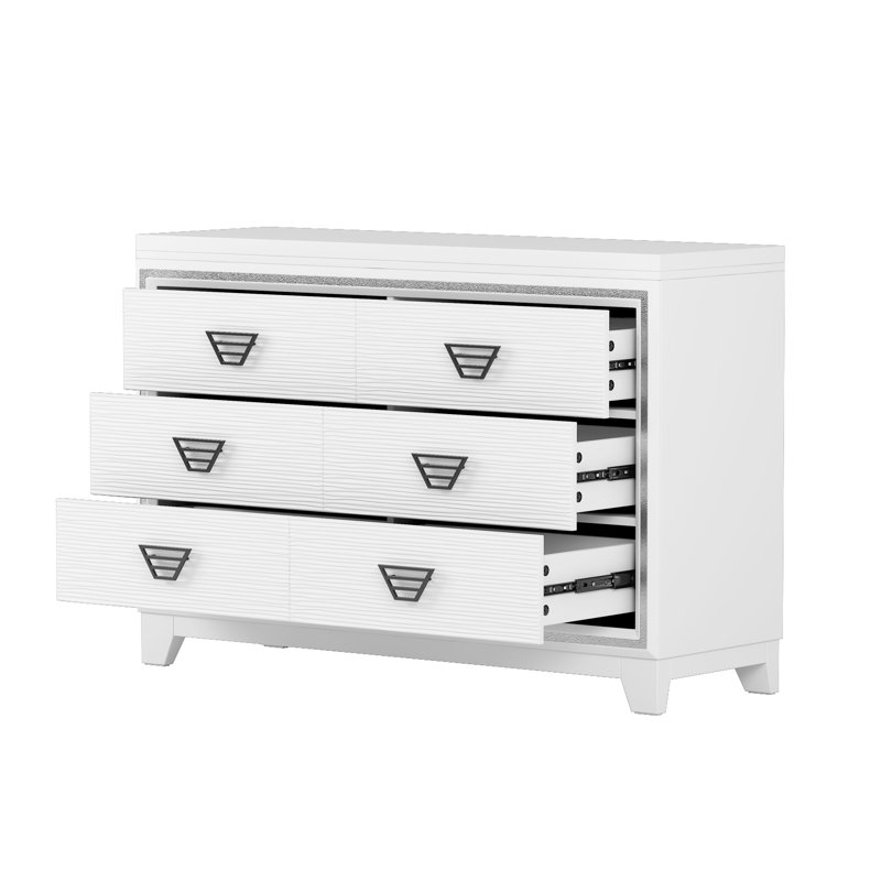 Ensemble de chambre à coucher 3 pièces pour grand lit tapissier avec lumières DEL, tables de chevet et rangement, Blanc