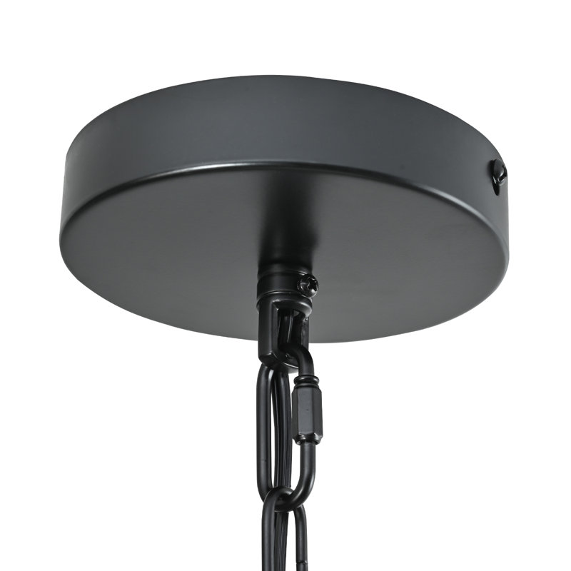 Luminaire suspendu cage en forme de lanterne géométrique à 4 lumières, noir et doré
