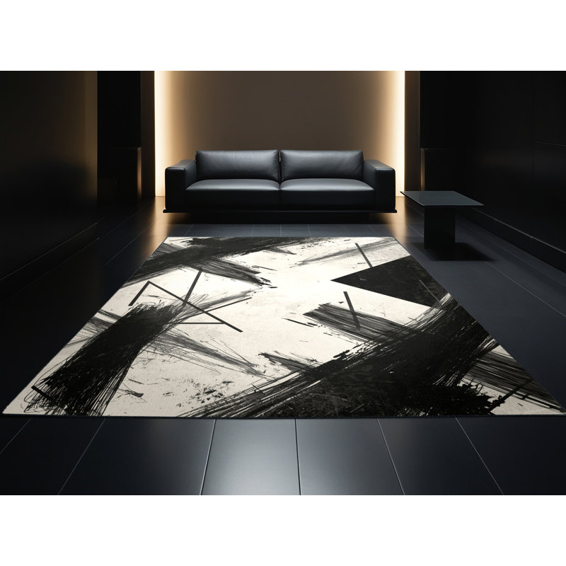 Tapis beige à motif géométrique doux et moelleux éclectique, 2 x 3