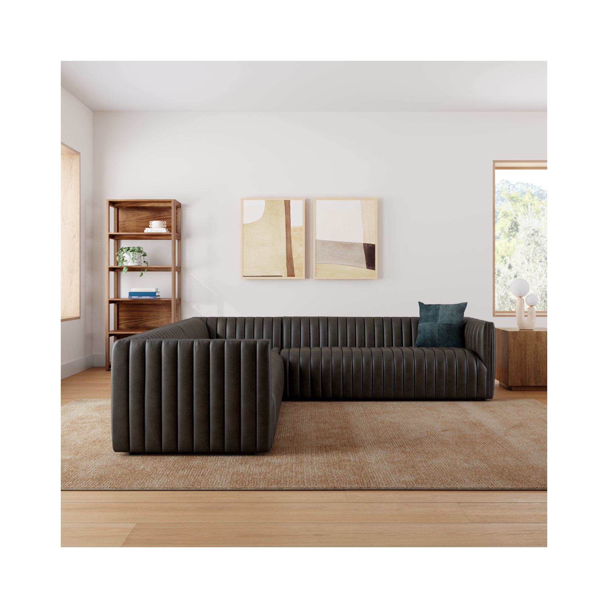 Brandt Upholstered L-Sectional, Deacon Wolf Genuine Leather