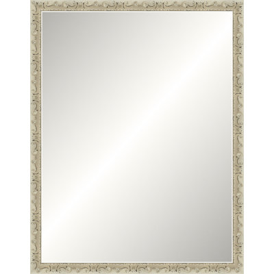 Distressed Antique Ivory Signature Mirror