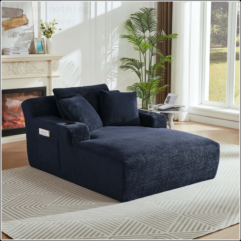 Oversized Chaise Lounge Chair Indoor,No Assembly Required,Comfy Sleeper Sofa, Bleu très foncé