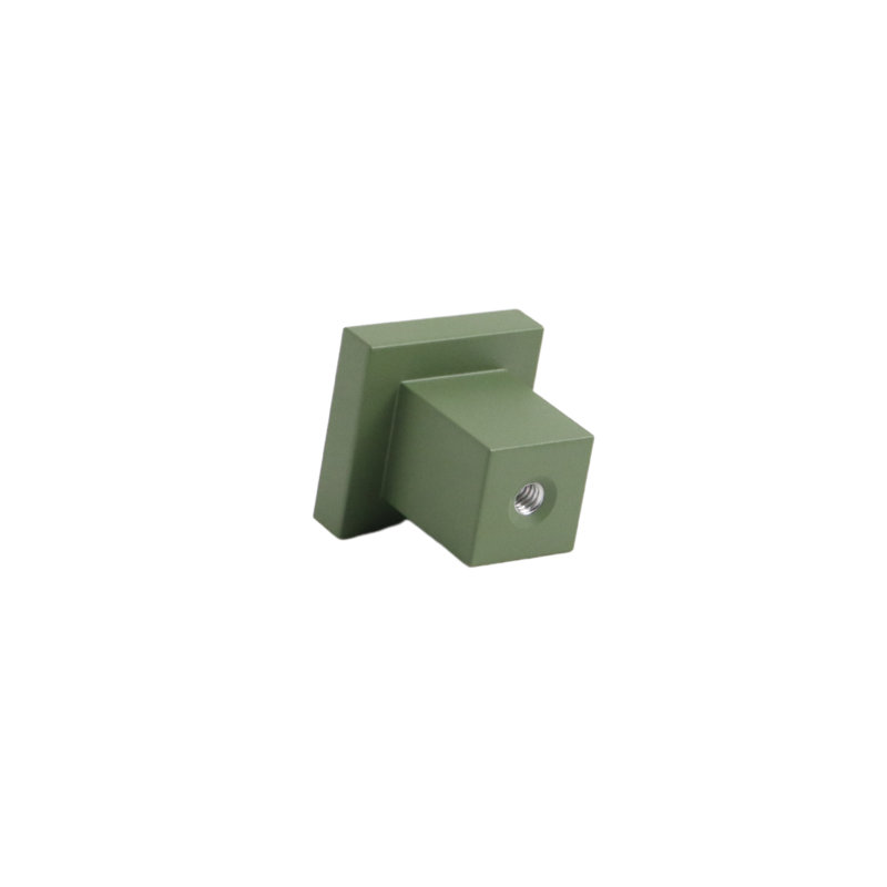 ROUS Hardware Art Deco Square Knob, Olive (Green)