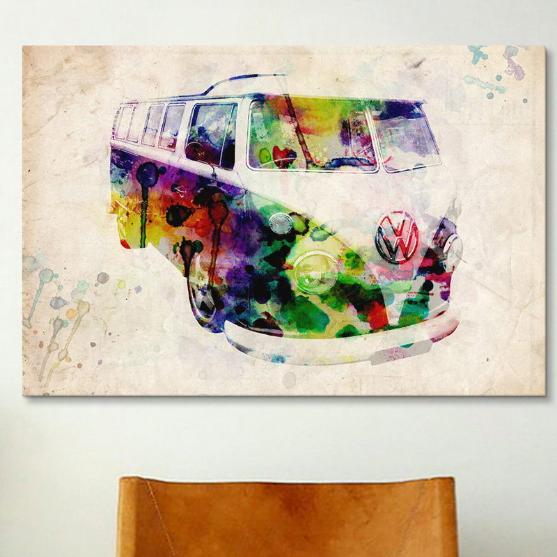 Reproduction d'art graphique sur toile «Camper Van (Urban)» par Michael Tompsett, H 8 po x l 12 po x P 0,75 po, Toile tendue