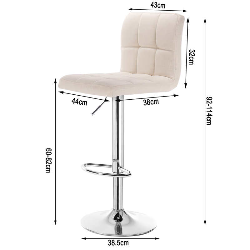 Dequincy Swivel Upholstered Adjustable Height Counter Stool with Metal Frame, Cream