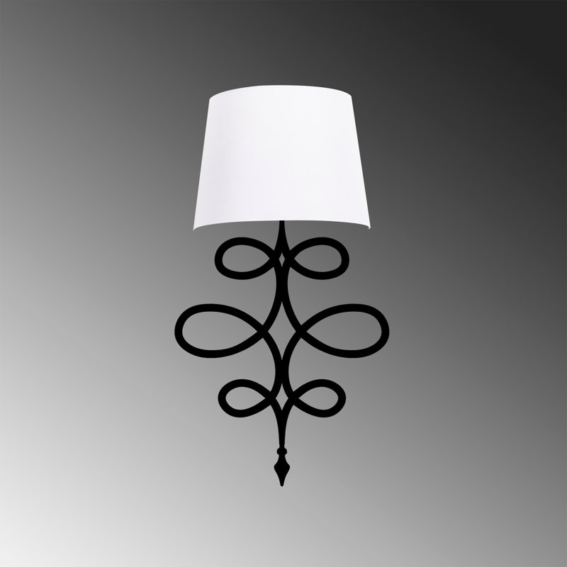 Modern Wall Lamp with Metal Body & Fabric Cap, 24.0 x 11.0 inches | Height: 24.4 inches, Cap Diameter: 11.0 inches | E27 Socket, Max 40W | Stylish Black & White Design for Home & Office, Easy Setup Included