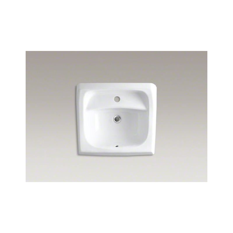 Kingston Vitreous China Rectangular Wall Mount Bathroom Sink with Overflow, Single Hole, White