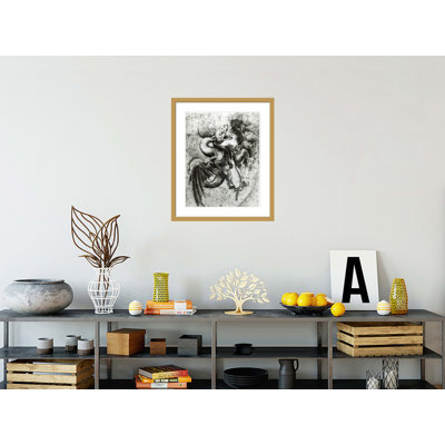Fight between a Dragon and a Lion by Leonardo da Vinci -Framed Giclee Print