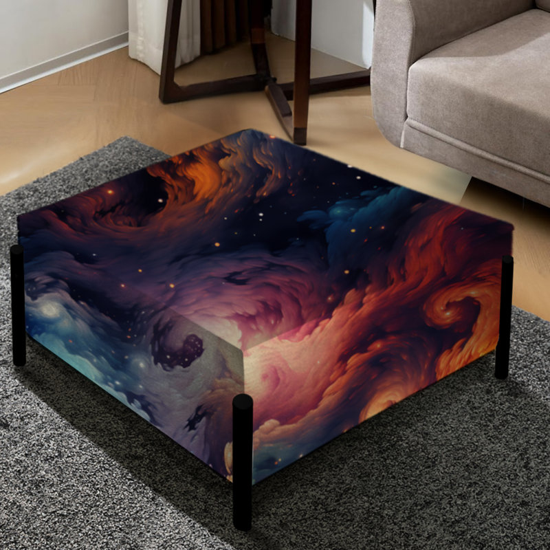Cosmic Illusion Moody Patterns - Abstract Large Square Ottoman