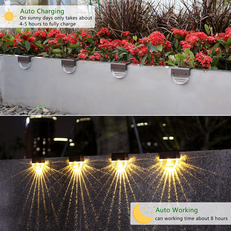 Solar Deck Lights, 6 Pack Waterproof LED Solar Lights Outdoor, Solar Step Lights Solar Fence Lights, Solar Lights For Outside, Garden, Patio, Stairs,Yard,10 Lumens, Warm White/Color Changing Lighting