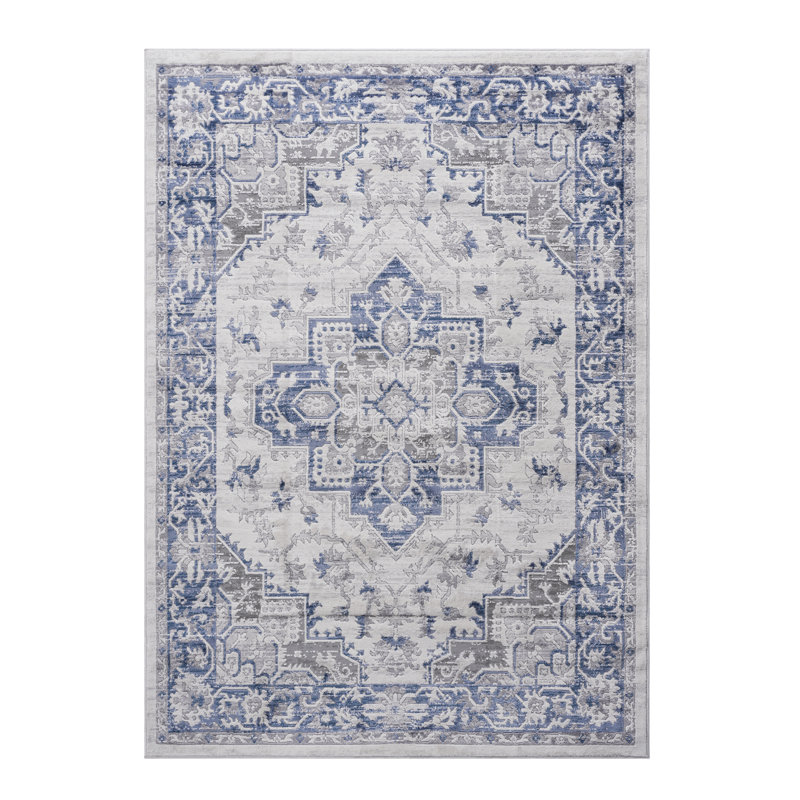 Marfi Collection Blue / Grey Oriental Doormat Adrienna, Rectangle 2' x 3'