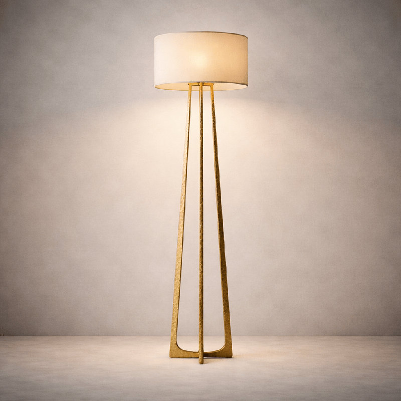 Tressara Aged Brass Hammered Floor Lamp