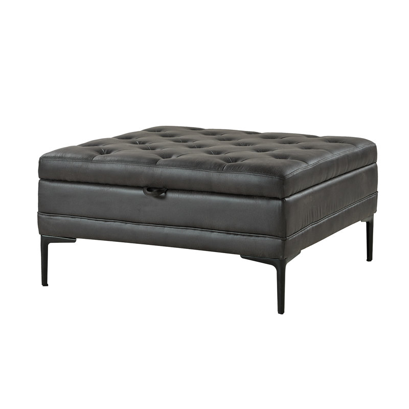 Repose-pieds avec rangement Brinna, Gris anthracite