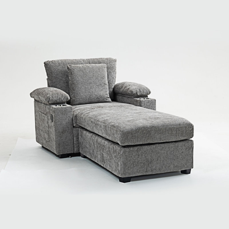Fauteuil d'appoint avec canapé et repose-pieds, Gris