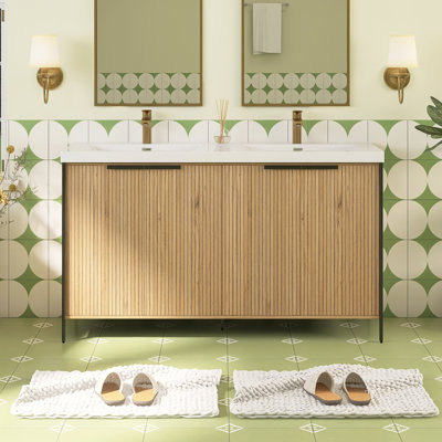 Ensemble de meuble-lavabo autoportant 59,1 po avec plateau en résine 59,1 po