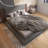 King Size Grey Upholstered Platform Bed With Extended Wood Headboard And Built-In Bedside Shelf