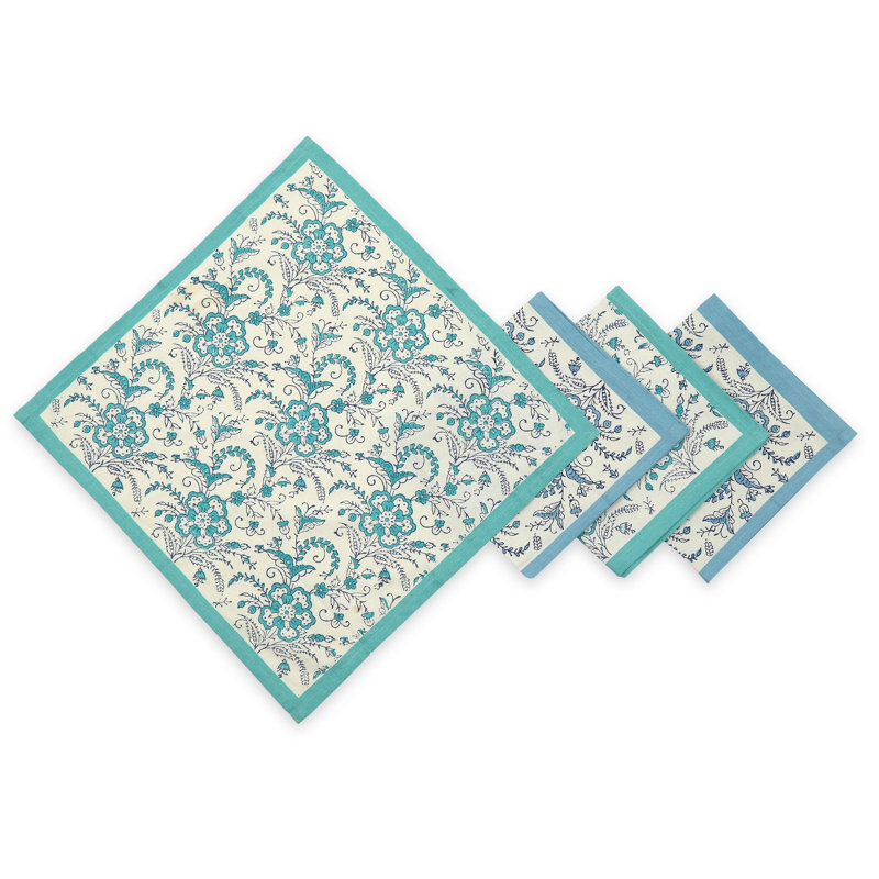 IVY Cotton Napkins – 18"x18", Blue/Teal