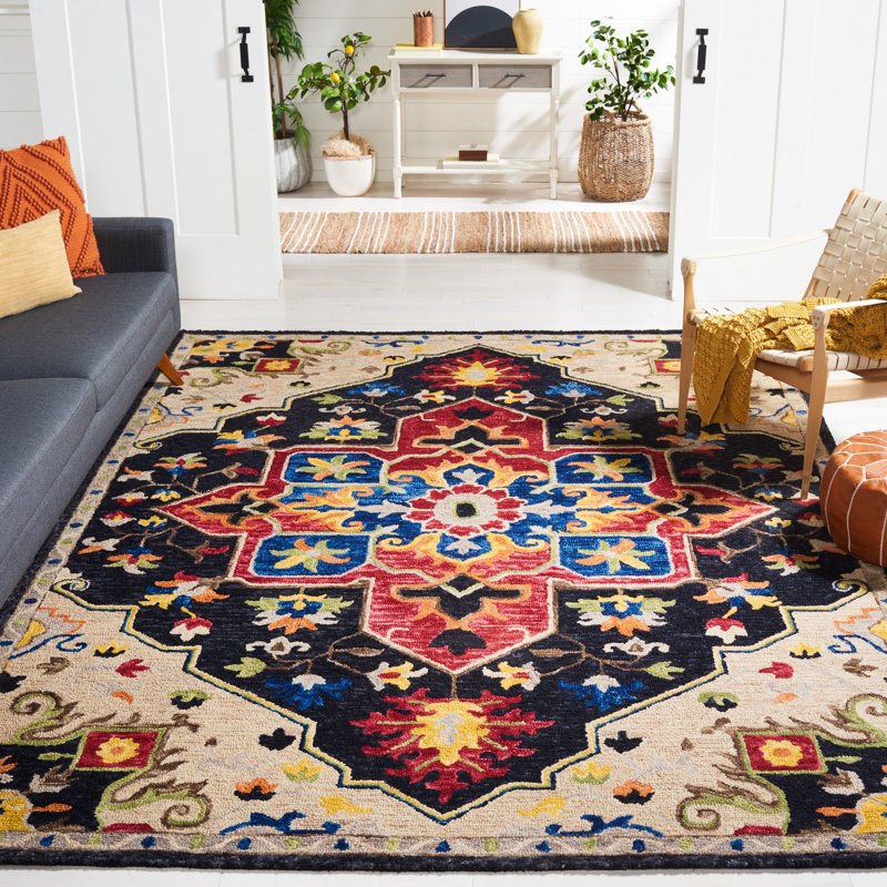 Tapis oriental en laine touffeté à la main Portis, Rectangle 8 pi x 10 pi