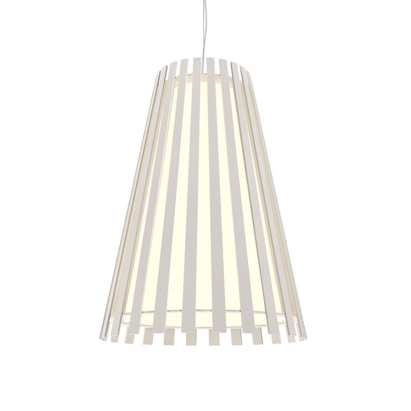 Teak Slatted Cone Pendant Light with LED