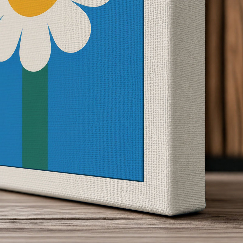 Twin Daisies Botanical - Wrapped Canvas, 18x12 - 45.7 x 30.5 cm, Cream Border