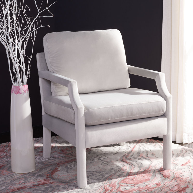 Fauteuil en velours de 25,79 po de large Aesha, Velours gris clair