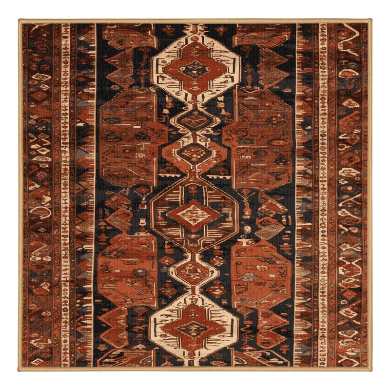 Machine Washable Persian Brown Area Rug, Square 5'
