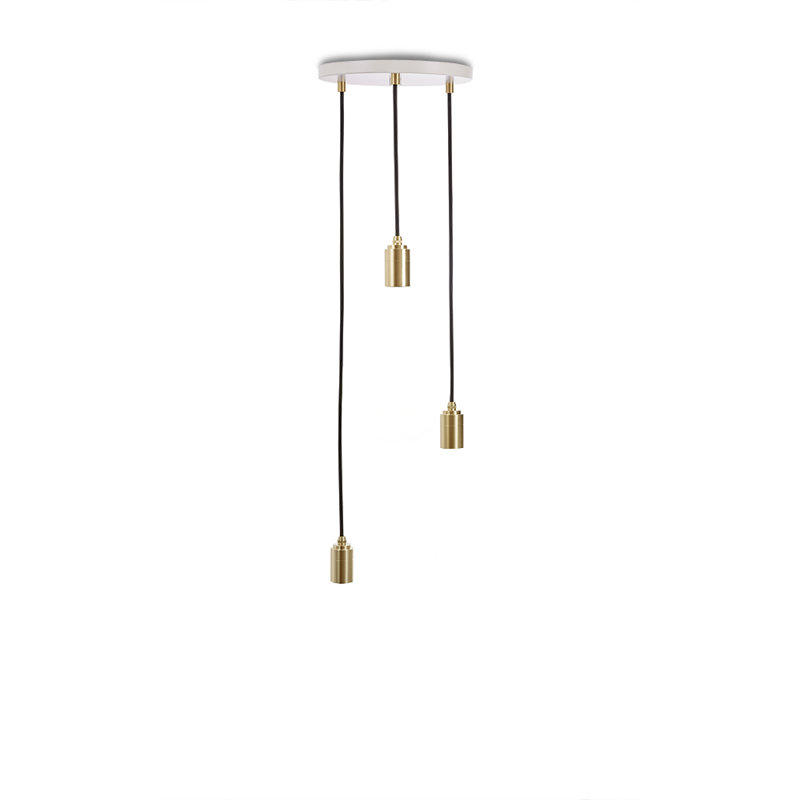 Brass Triple Pendant, White