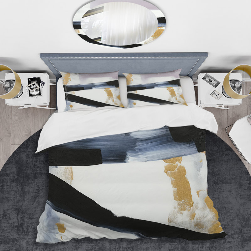 Ensemble de housse de couette en microfibre / polyester Black Eruption Of Marble II Bedding