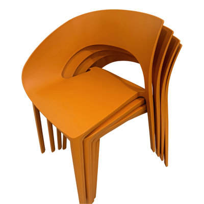 Polypropylene Tropical Orange Single - Side Chair For Outdoor Terraces, , Lumbar Support Chairs   Of 4  Living Rooms, Ergonomic , Stackable