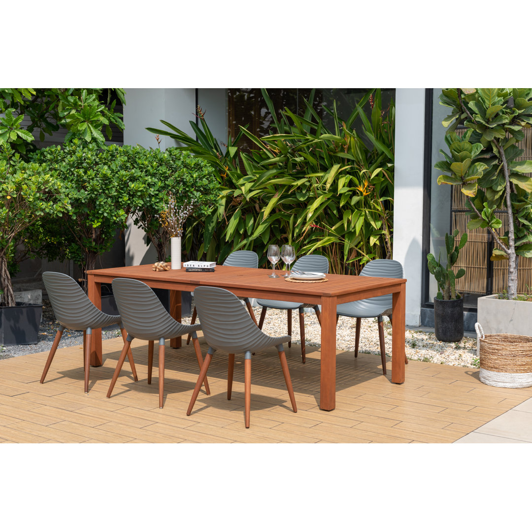 Clegg Outdoor Patio 7pc 100% FSC Certified Wood Dining Set George Oliver