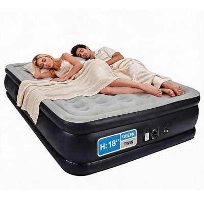 Queen Air Mattress with Built-in Pump – Fast 3-Min Inflation Blow Up Bed, 18" High Raised Airbed, 660 lbs Max Load, Portable Folding Mattress for Guest, Home, Camping & Travel