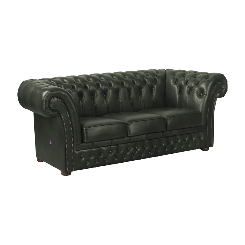Tayjah Genuine Leather Sofa, Green, 3