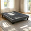 Lit plateforme tapissier contemporain en polyester de style lin gris, base de lit à profil bas grand format avec lattes de soutien renforcées, aucun sommier tapissier requis, assemblage simple-133226961