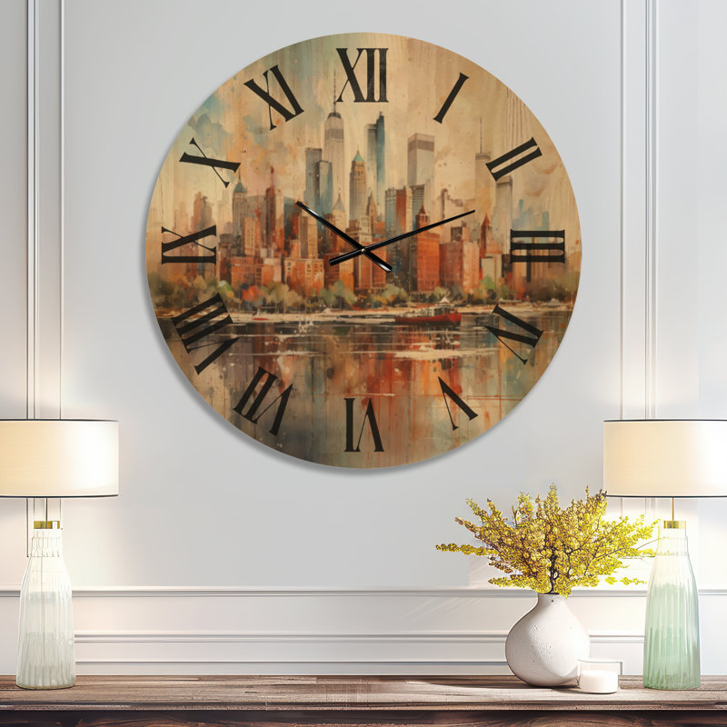 Horloge murale en bois rétro, Oversized