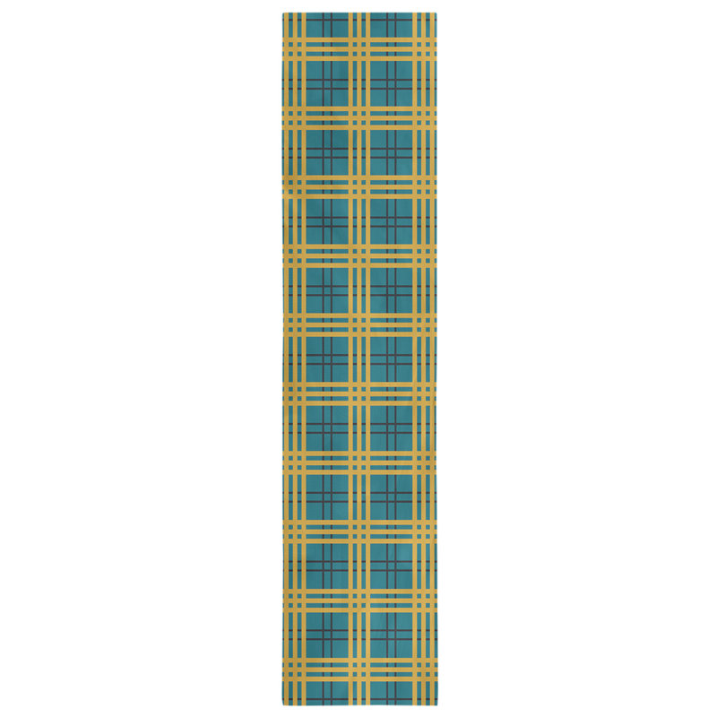 Paid Polyester Table Runner, 72" L x 16" W, Teal/Black/Gold