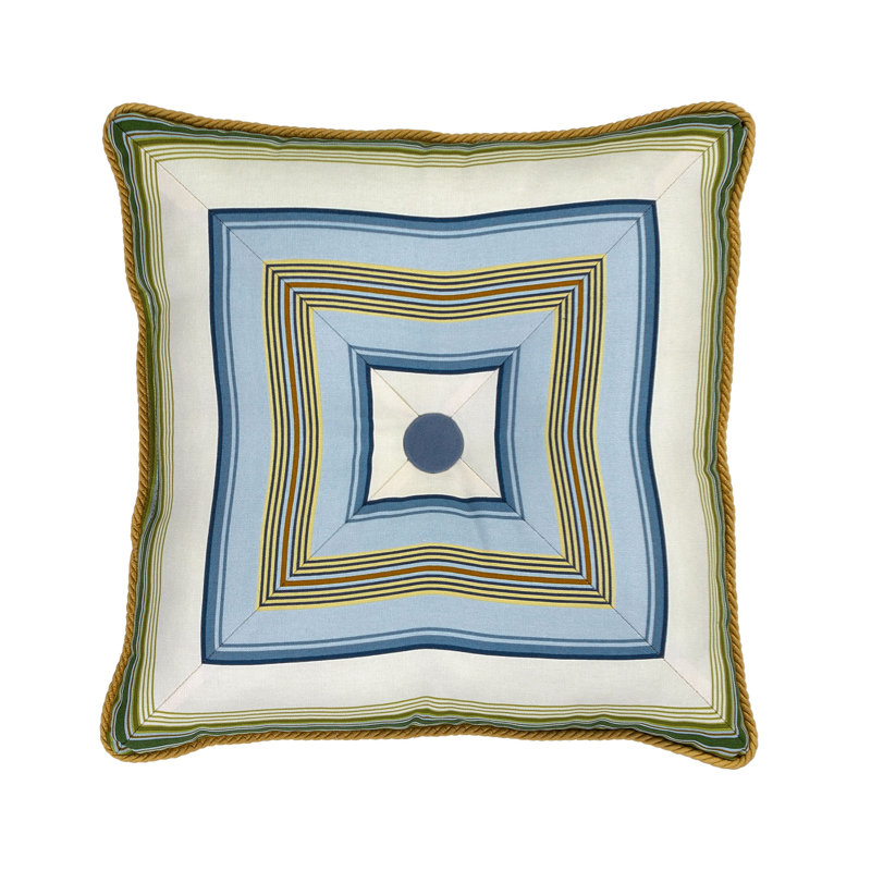 Cayman II 17" Square Cotton Pillow with Stripes and Floral