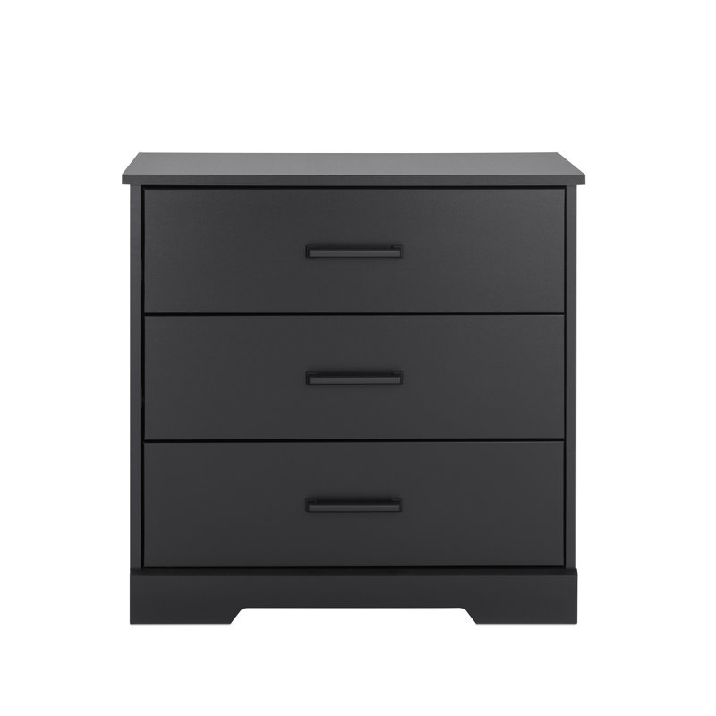 Yazeed 27.5'' Wide 3-Drawer Nightstand, Farmhouse Bedside End Table with 3 Drawers, Storage for Bedroom, Office, Living Room, 16.25" D x 27.5" W x 26.75" H, Black