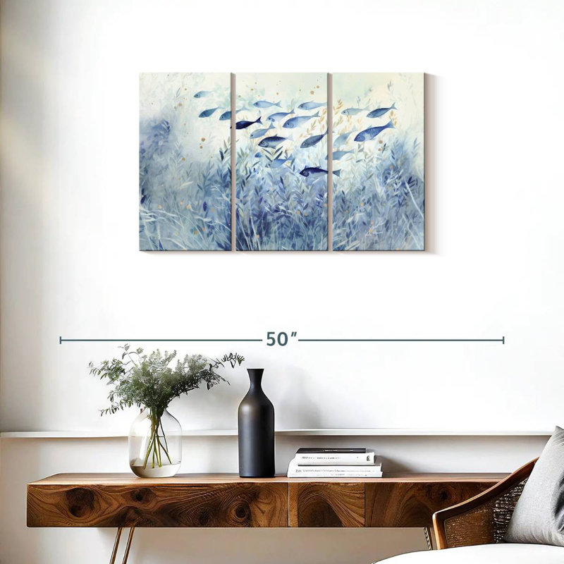Brampt Blue School Of Fish, 20" H x 33" W