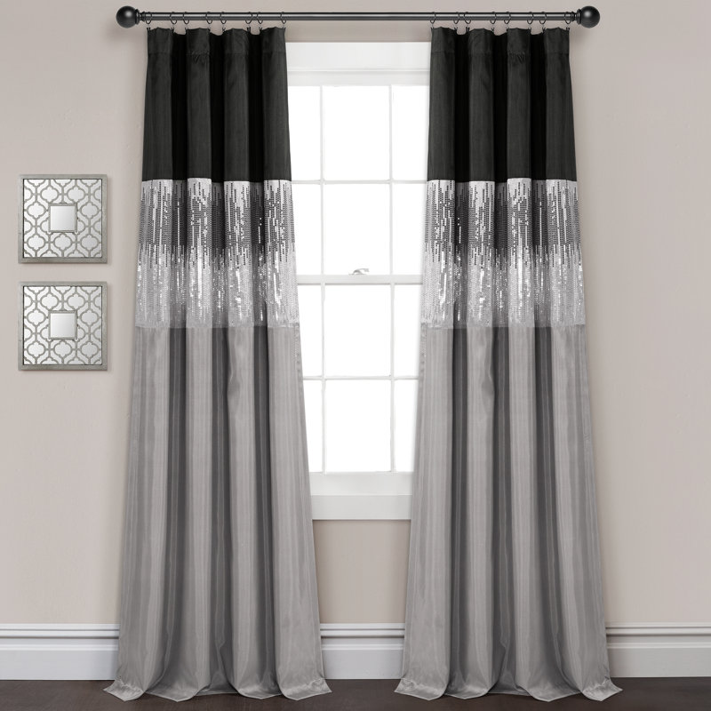 Night Sky Blackout Curtain Single Panel, Black/Gray