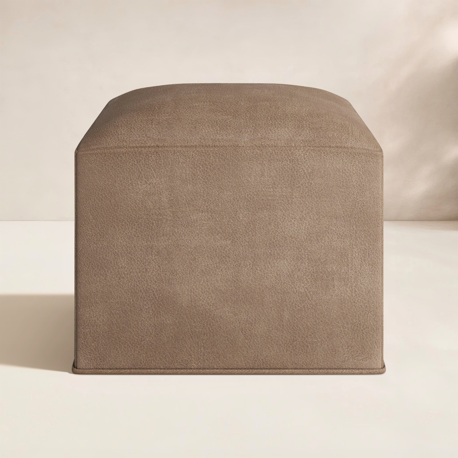 Cupertino 22" Leather Patio Pouffe