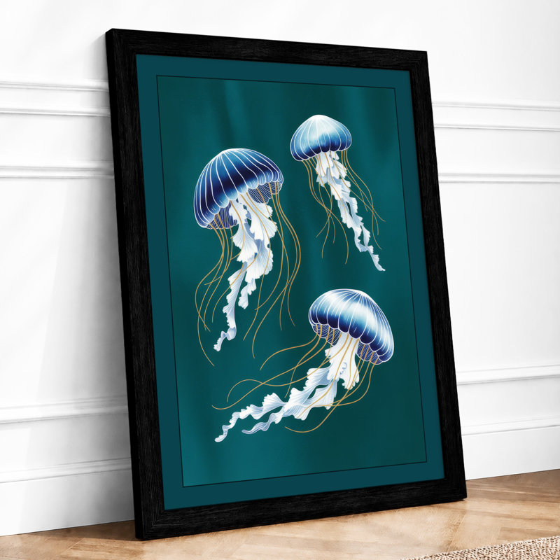 Drifting Jellyfish Coastal - Print, Black, A3 - 42.0 x 29.7 cm