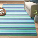 Deltana Striped Blue/Green Indoor/Outdoor Area Rug